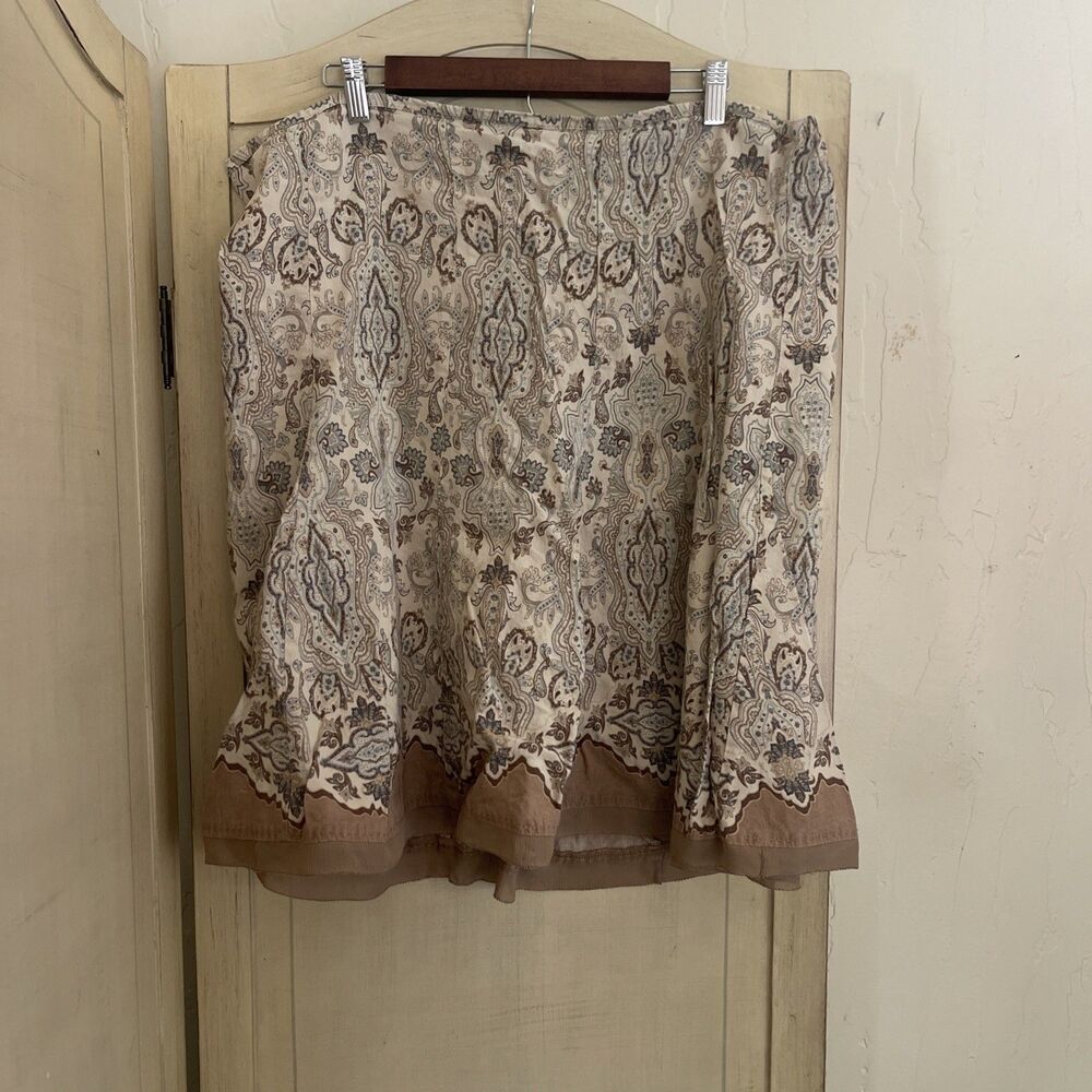 vintage 90s Lane Bryant linen skirt peasant paisley boho Women’s  Plus Size22/24